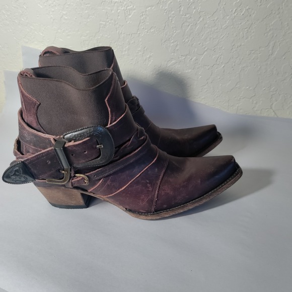 Junk Gypsy HWY 237 Ankle Western Boot , Sz 9 , Maroon Red Leather - Picture 1 of 10